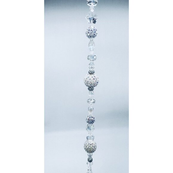 Beaded Suncatcher White & Clear Crystal Prism Hanging Patio Decor Yard Art Tree - Picture 5 of 9